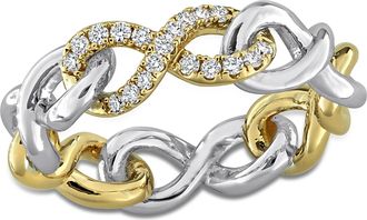 Mimi & Max Created Forever 1/5ct TW Lab-Grown Diamond Infinity Ring Two-Tone Sterling Silver
