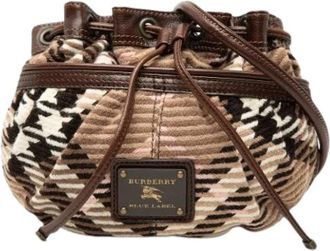 Burberry Pre-owned Wool Crossbody Bucket Bag - Dames - Vintage Tas - Bruin - ONE Size - Wol - Vintage