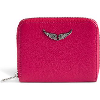 Zadig&Voltaire Mini Grained Leather Card Case in Podium at Nordstrom