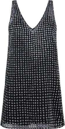 Max Mara Zwarte Pailletten Jurk met Bloemmotief - Dames - Feestkleedjes - Zwart - S - Pailletten - Kleedjes