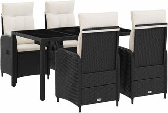 vidaXL Juego De Comedor Para Exteriores 5 Uds. Negro Y Blanco Crema Vidaxl