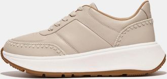 FitFlop Vrouwen Fit Flop F-Mode Haaksteek Leren Flatform Sneakers in Beige