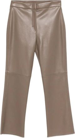 Max Mara Leren broek - Dames - Leren Broeken - Bruin - XS - Leer - Broeken