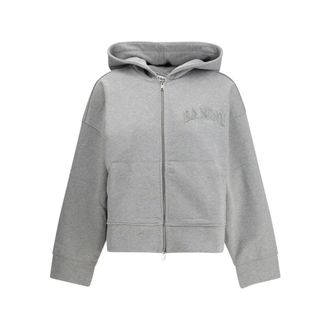 Ganni Hoodies & sweatvesten, Dames, Grijs, S, Katoen, Two-way Zip Hoodie