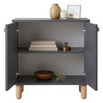 Dmora Alacena Pontida, Aparador Con Estante, 2 Puertas, 2 Compartimentos, 72x36x73h Cm Negro Antracita