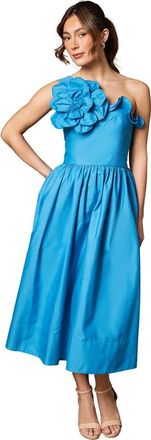 Coast One Shoulder Corsage Midi Dress in Blue at Nordstrom, Size 8