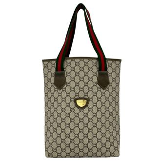Gucci Brown Green Red Color Pvc Leather Tote Bag (Pre-Owned)