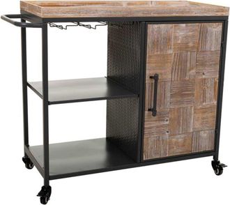 Wanderlust Deco Estantería botellero de madera y metal gris 100x40x83,5