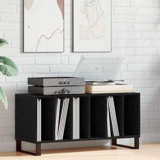 vidaXL Mobile Porta Vinili Rovere Nero 100 X 38 X 48 Cm - Vidaxl
