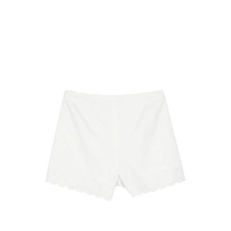 Low Classic Lace-Embroidered Cotton Shorts - White