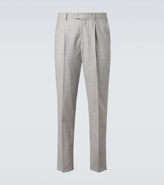 Brunello Cucinelli Pinstripe wool and cashmere tapered pants