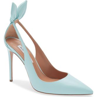 Aquazzura Bow Tie Pointed Toe Pump in Seabreeze at Nordstrom, Size 10.5Us