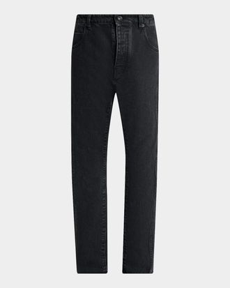 Balmain Men & apos;s Embroidered PB Straight-Leg Denim Jeans