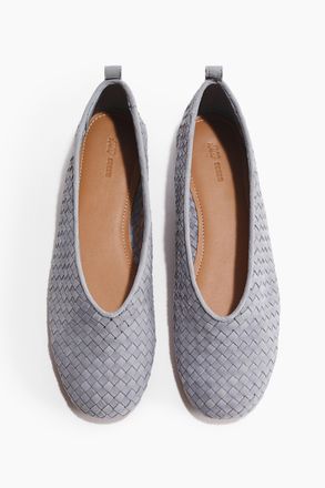 H&M Ballerinas aus geflochtenem Leder - Mattblau