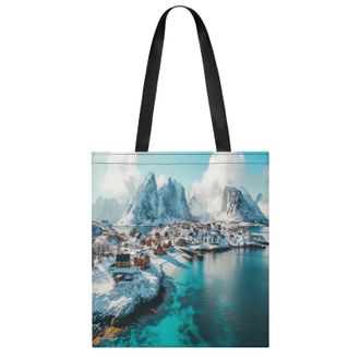 Generic Northern Lights Womens Tote Casual Shopping Bag Lightweight Shoulder Bags Hobos Handbag for Work Travel Daily 35x40cm