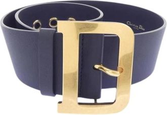 Dior Pre-owned Vintage Leren Riem - Dames - Vintage Accessoires - Blauw - ONE Size - Leer - Vintage
