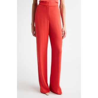 St. John Stretch Crepe Pants in Deep Coral at Nordstrom, Size 14