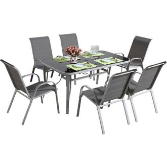 Habitat et Jardin Habitat Et Jardin - Salotto da giardino 6 posti Cordoba + Porto 6 persone- grigio chiaro