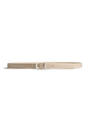 Khaite Luna Leather Belt in Dark Ivory 445 at Nordstrom, Size 80