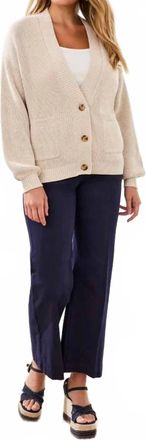 Tribal Long Sleeve Combed Cotton Cardigan In Canvas
