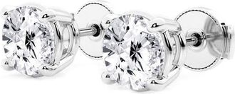 Grown Brilliance 5 Carat Round Lab Grown Diamond Stud Earrings in 14K White Gold, Guardian Back, G Color, VS Clarity
