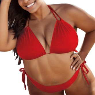 Generic Womens Bikini Set, Swimsuit Womens Large Size Bikini Swimwear Bikini Sets Bikini Set Brazilian Push Up Black White Blue Triangle Halterneck Swimsuit C