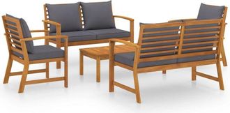 vidaXL Muebles De Jard&iacute;n 5 Pzas Cojines Madera Maciza De Acacia Vidaxl