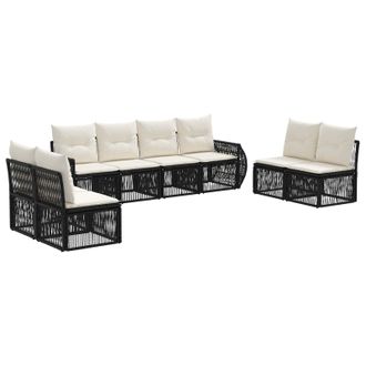 vidaXL Conjunto De Sof&aacute;s De Jard&iacute;n 8 Pcs Negro Y Blanco Crema Vidaxl