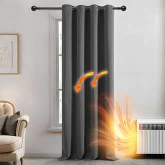 OEM Cortina Opaca Aislante T&eacute;rmica - 132 X 214 Cm - Para Sal&oacute;n Y Dormitorio - Con Ojales - Gris Claro - 1 Unidad
