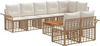 vidaXL Conjunto De Sof&aacute;s De Exterior 9 Uds. 8 Plaza Natural Y Crema Vidaxl
