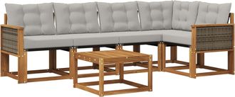 vidaXL Conjunto De Sof&aacute;s De Exterior 6 Uds. Natural Y Gris Claro Vidaxl