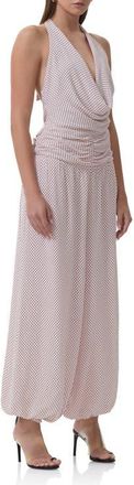 AFRM Robin Pin Dot Halter Neck Jumpsuit in Mauve Pin Dot at Nordstrom, Size X-Small