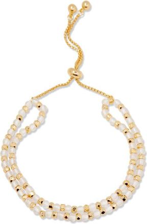 Brook & York Evette Birthstone Beaded Slider Bracelet in Gold April at Nordstrom