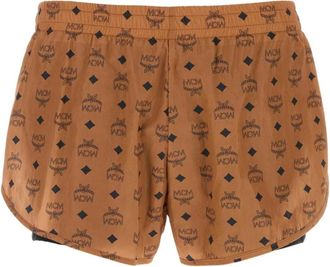 MCM Gedrukte nylon shorts voor mannen - Heren - Korte Broeken - Bruin - XL - Nylon - Korte Broeken