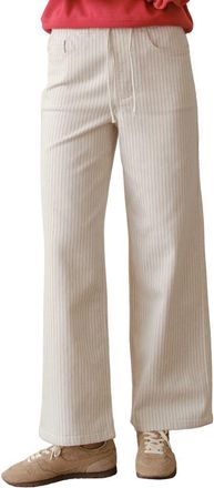Marine Layer Ella Stripe Wide Leg Drawstring Pants in Ticking Stripe at Nordstrom, Size X-Small