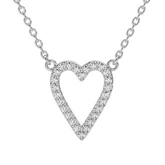 Pompeii3 1/5Ct Diamond Heart Pendant 14k Gold 18 Necklace Lab Grown 1/2