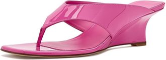 Stuart Weitzman Vinnie Wedge Thong 50 Womens Sandals Sunset Pink : 7.5 M, Leather