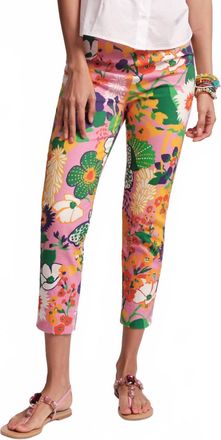 Frances Valentine Lucy Cotton Stretch Pant In Botanical Bash