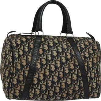 Dior Vintage Trotter Boston Bag Diorissimo Canvas Navy Canvas Handbag (Pre-Owned)