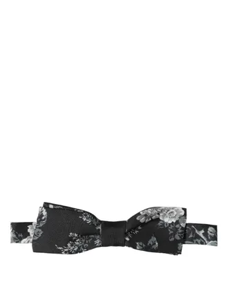 Dolce & Gabbana Floral Silk Bow Tie - Black
