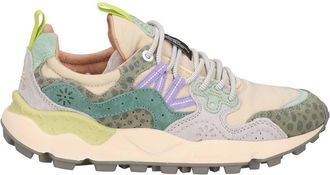 Flower Mountain Pastel-Tone Sneakers with Animal Print Accents