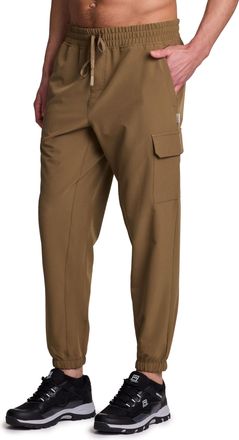 Avalanche Mens Hiking Joggers Lightweight Woven Cargo Jogger Pants with Pockets, Dark Khaki, Medium