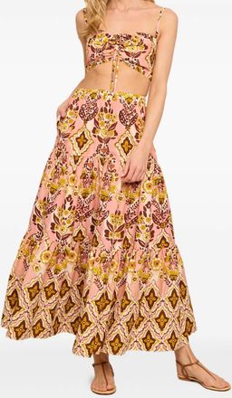 Cara Cara Melanie tiered floral-print midi skirt - Pink