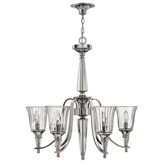 Loops 6 Bulb Chandelier Hanging Pendant LIght Sterling LED E14 60W Bulb