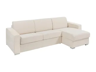 Vente-Unique Divano Letto Angolare Reversibile Express In Tessuto Beige Letto 140 Cm Con Doghe Larghe Materasso 18 Cm - Calito