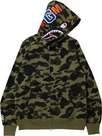 A Bathing Ape 1ST Camo Shark Full Zip Hoodie Green 1L80-115-007-GREEN