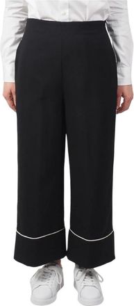 Alessia Santi Wijde Pijp Zwarte Zomerbroek - Dames - Wijde Broeken - Zwart - M - Broeken