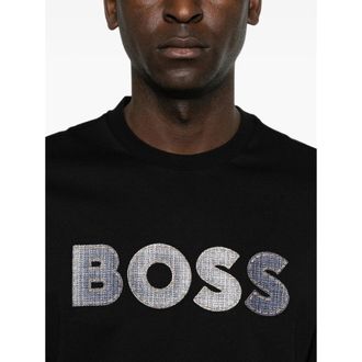 HUGO BOSS Logo-Embroidered Cotton T-Shirt - Black