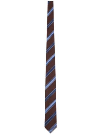 Ferragamo Brown Cravatta Stripes Tie