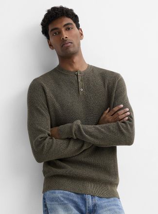 Le 31 Mens Waffle-knit Henley Shirt sweater